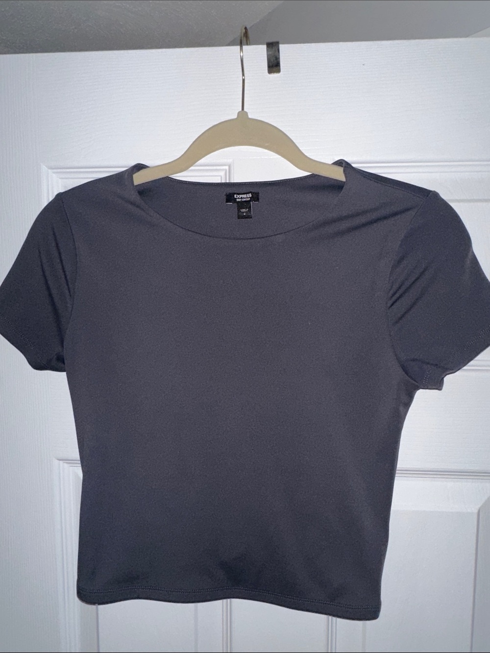 Express Charcoal Short Sleeve Crewneck Top